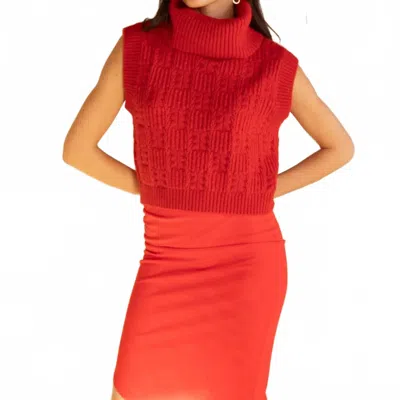 Kerisma Marlene Sleeveless Turtleneck Sweater In Red Queen In Burgundy