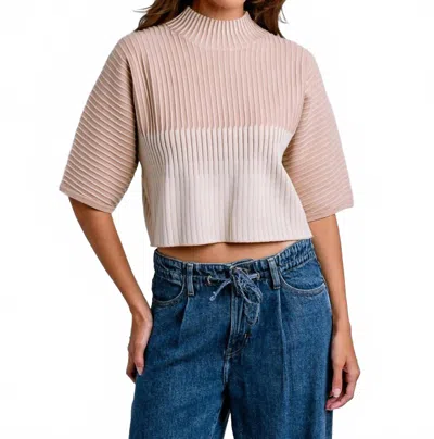 Kerisma Strober Mockneck Tee In Taupe/cream In Multi