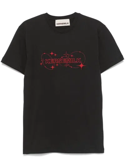 Kernemilk Embroidered-logo T-shirt In Black