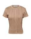 Kernemilk Woman T-shirt Khaki Size 3 Cotton In Beige