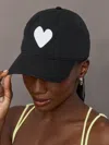 Kerri Rosenthal Heart Patch Baseball Cap In Black,white