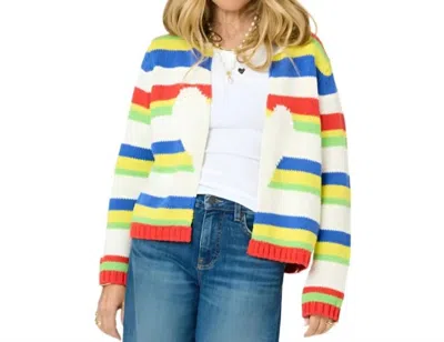Kerri Rosenthal Beau Lero Cardigan Sweater In Colorful Stripe In Multi