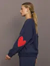 Kerri Rosenthal Benton Imperfect Heart Patch Sweatshirt In Blue