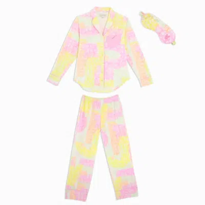 Kerri Rosenthal Betty Long Pajama With Eye Mask Set In Soliel In Multi