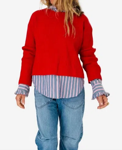 Kerri Rosenthal Brooklyn Crewneck Sweater In Washed Red