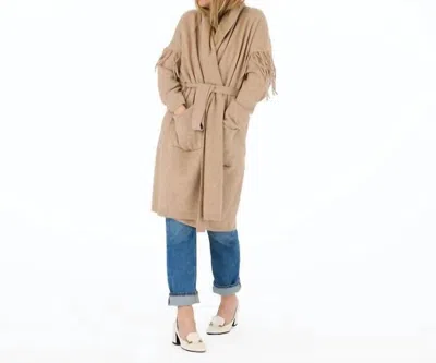 Kerri Rosenthal Cali Fringe Cardigan In Camel In Brown