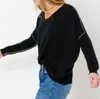 Kerri Rosenthal Camille V Neck Sweater In Black In Black