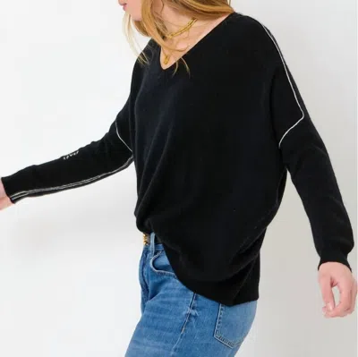 Kerri Rosenthal Camille V Neck Sweater In Black