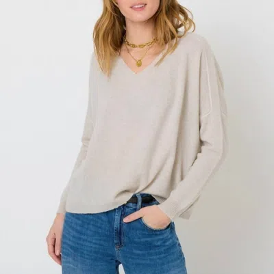 Kerri Rosenthal Camille V Neck Sweater In Silver Fox In Multi