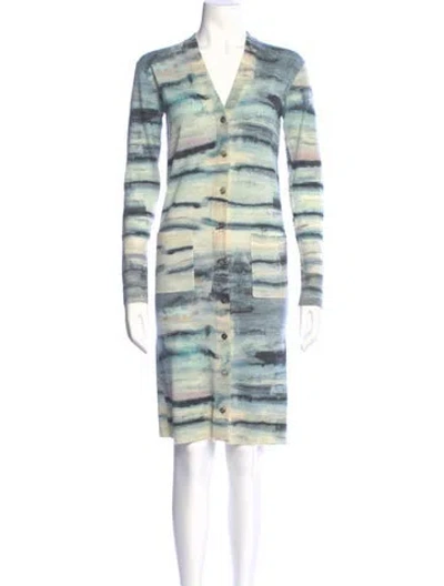 Pre-owned Kerri Rosenthal Cashmere Striped Sweater In Green