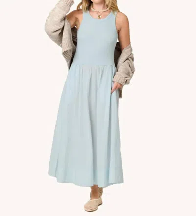 Kerri Rosenthal Cotton Tank Sleeveless Maxi Dress In Sea Salt In Blue