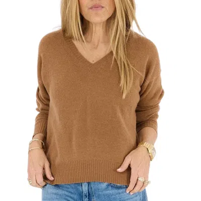 Kerri Rosenthal Deep V-neck Love Sweater In Sienna Brown