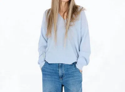 Kerri Rosenthal Deep V-neck On And On Sweater In Steel Blue