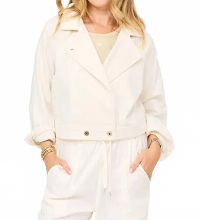 Kerri Rosenthal Denim Cropped Jacket In Cloud In White