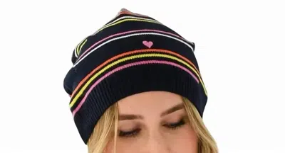 Kerri Rosenthal Edited Stripe Beanie Hat In Indigo In Black