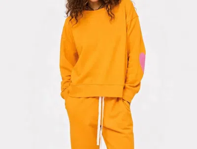 Kerri Rosenthal Ex Boyfriend Patchwork Sweatshirt In Clementine In Yellow