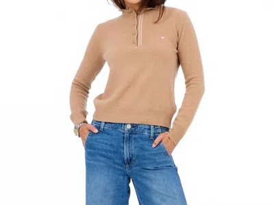 Kerri Rosenthal Femme Ruffle Henley Sweater In Camel In Brown