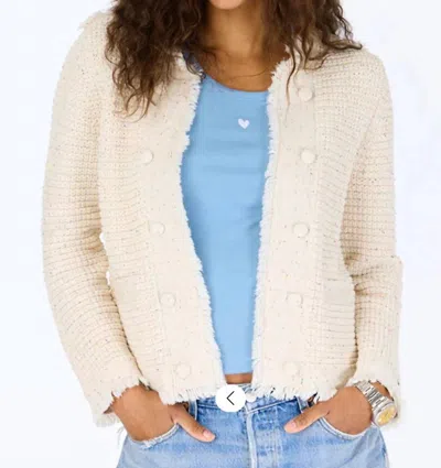 Kerri Rosenthal Fringe Beaulero Cardigan In Soft Beige In Neutral