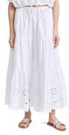 KERRI ROSENTHAL GABRIELLE EYELET MAXI SKIRT WHITE