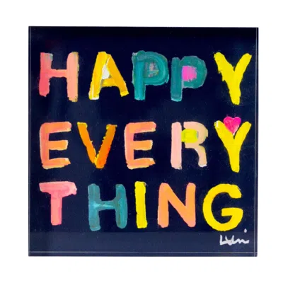 Kerri Rosenthal Happy Everything Block Of Love 4x4 In Navy Sky