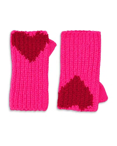 Kerri Rosenthal Heart Cashmere Mittens In Pink