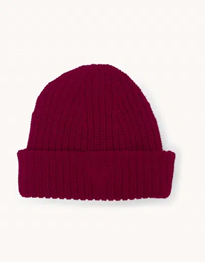 Kerri Rosenthal Heart Patch Beanie In Burgandy In Red