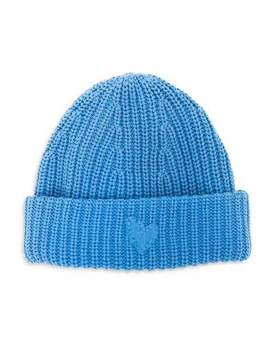 Kerri Rosenthal Heart Patch Beanie In Mid Blue