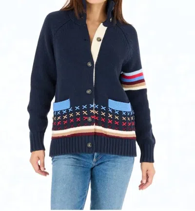 Kerri Rosenthal Imperfect Heart Cardigan In Indigo Blue In Multi