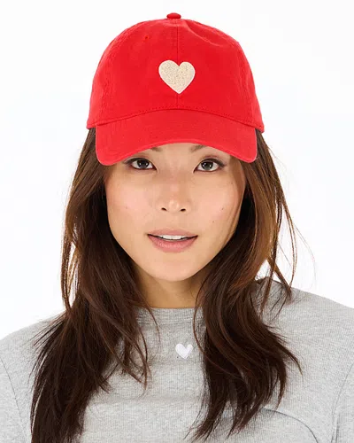 Kerri Rosenthal Imperfect Heart Chenille Baseball Hat In Red