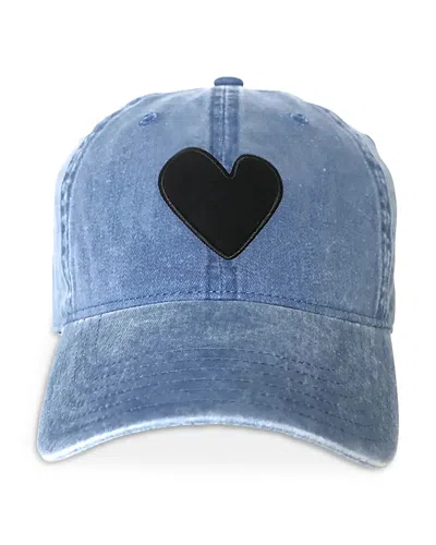 Kerri Rosenthal Imperfect Heart Denim Baseball Cap In Blue