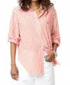 Kerri Rosenthal Jack Stripe Shirt In Aperol Orange In Red
