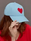 Shop Kerri Rosenthal Kr Imperfect Heart Hat In Blue,red