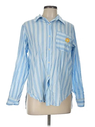 Pre-owned Kerri Rosenthal Long Sleeve Button Down Shirt In Blue