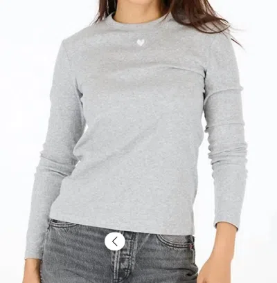 Kerri Rosenthal Long Sleeve Rib Tee In Heather Gray