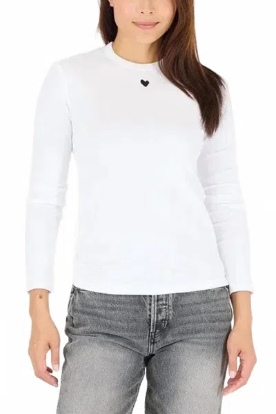 Kerri Rosenthal Long Sleeve Rib Tee Top In White