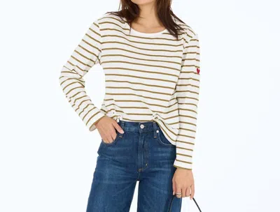 Kerri Rosenthal Long Sleeve Tee In White/camel In Multi
