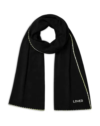 Kerri Rosenthal Loved Embroidered Cashmere Scarf In Black