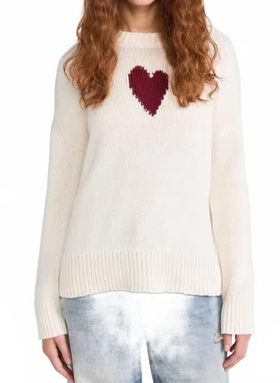 Kerri Rosenthal Lovey Heart Sweater In Natural White