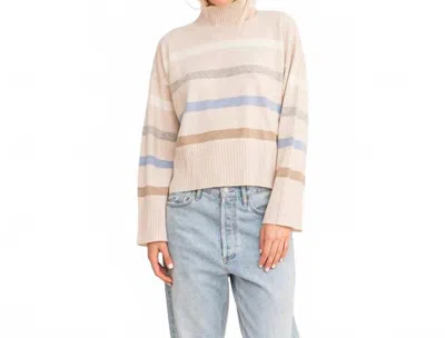 Kerri Rosenthal Marlow Mock Neck Stripe Sweater In Beige In Neutral