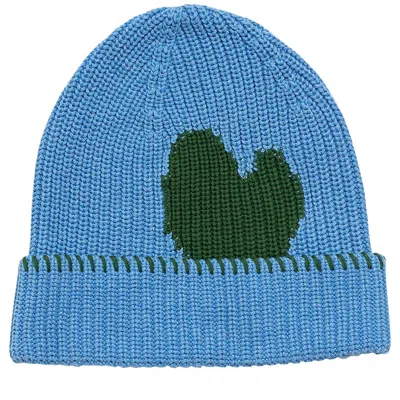 Kerri Rosenthal Max Heart Beanie In Spirulina In Blue