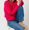 Kerri Rosenthal Maxwork Cable Crew Neck Sweater In Berry In Red