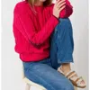 Kerri Rosenthal Maxwork Cable Pullover Sweater In Berry In Pink