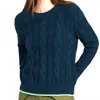 Kerri Rosenthal Maxwork Cable Pullover Sweater In Ocean In Blue
