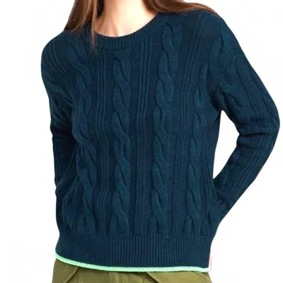 Kerri Rosenthal Maxwork Cable Pullover Sweater In Ocean In Blue