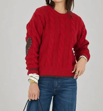 Kerri Rosenthal Maxwork Cable Sweater In Cherri Red In Multi
