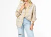 Kerri Rosenthal Mia Ruffle Flannel Shirt In Cabin Plaid In Multi