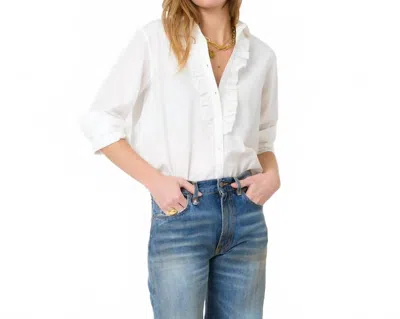 Kerri Rosenthal Mia Ruffle Front Shirt In White