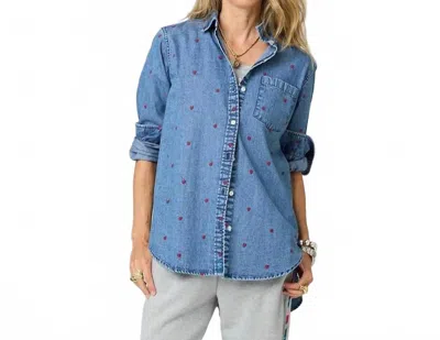 Kerri Rosenthal Mia Shirt In Hearts Denim In Blue