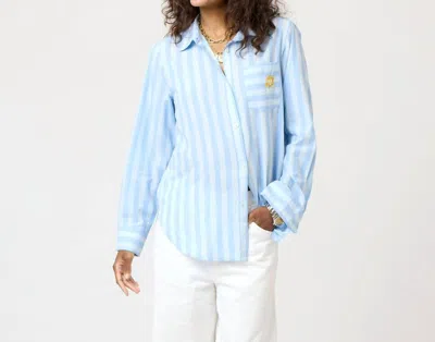 Kerri Rosenthal Mia Stripe Positano Shirt In Light Blue