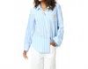 Kerri Rosenthal Mia Stripe Positano Shirt In Light Blue In Blue
